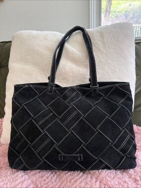 AMERICAN LEATHER CO MERCER SUEDE WOVEN TOTE